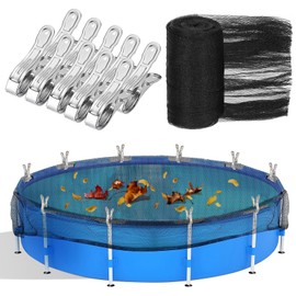 12 Feet Round Leaf Net Cover for Above Ground Pool, 12ft Winter Cover Mesh Cover with 10 Pcs Large Metal Clips，Pool Safety Net Fits 12FT Above Ground Pools, Keeps Leaves Out of Your Pool （Black）