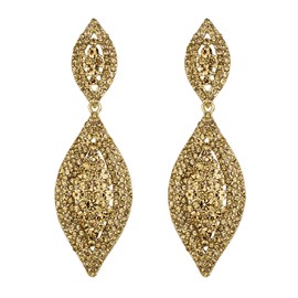 EVER FAITH Brown Earrings Sparkly Crystal Drop Earrings for Women Teardrop Statement Dangle Pierced Earrings Costume Jewellery