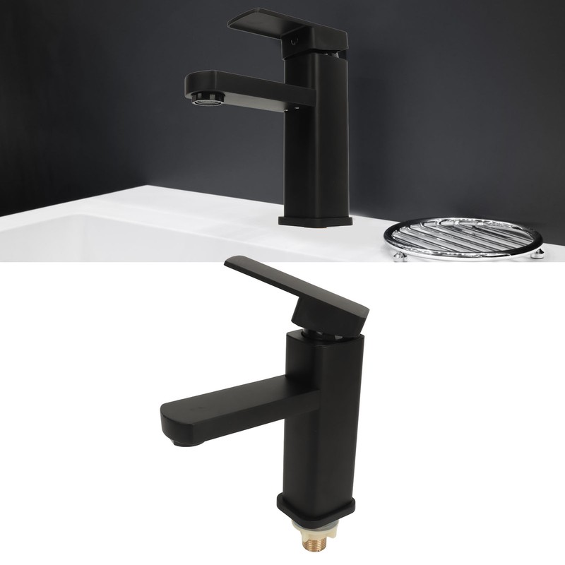 Sink Faucet Black Single Handle Single Hole Cold Stainless Steel