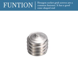 QUARKZMAN M6 x 6 mm Hexagonal Socket Set Screws x 50 Pieces Stainless Steel Cone Tip Grub Screws for Door Handles Light Fixture [Silver Tone]