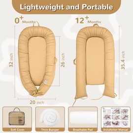 EAQ Baby Lounger Cover, Portable Baby Nest Cover Breathable & Soft, Organic Cotton, Newborn Essentials for Baby