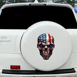 2 Pack National Flag Skull Vinyl Decal Sticker, Waterproof PVC for Cars, Laptops and Smooth SurfacesA002
