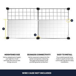 HeNdShe Cage Liner Guard 13.8'' x 8.4'' Extra Large, Pack of 12, Clear Side Edge Lining with Holes and Zip Ties, Fits Wire Cages for Rabbits, Guinea Pigs, Ferrets, Birds and Small Animals
