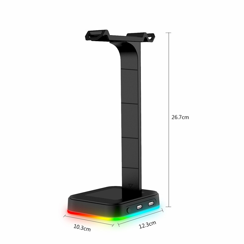 RGB Headphones Stand Dual USB Interface Headphone Holder Earphone Display