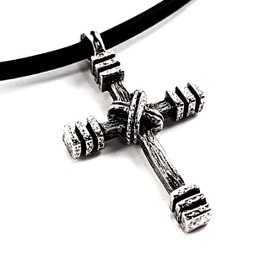 FORGIVEN JEWELRY Rugged Cross Pendant on Black Cord