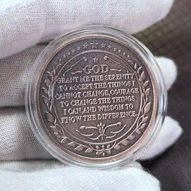 Grateful Serenity Recovery Coin Inspirational Sobriety Chip with Serenity Prayer AA Medallion