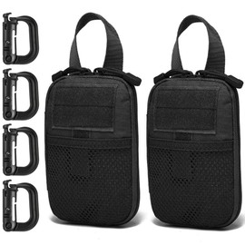 MUCHER 2 x Tool Bag Organiser Small Multitool Bag Tactical EDC Bag Molle Pouch Utility Compact Backpack Additional Pockets for Outdoor Hiking Hunting Camping (Black)