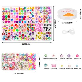 Prmape Pack of 400 Beads for Bracelets, Beads for Threading with 1 Roll of Elastic Cord, Colourful Bracelets, DIY Polymer Clay Beads Set for DIY Bracelet Jewellery Making