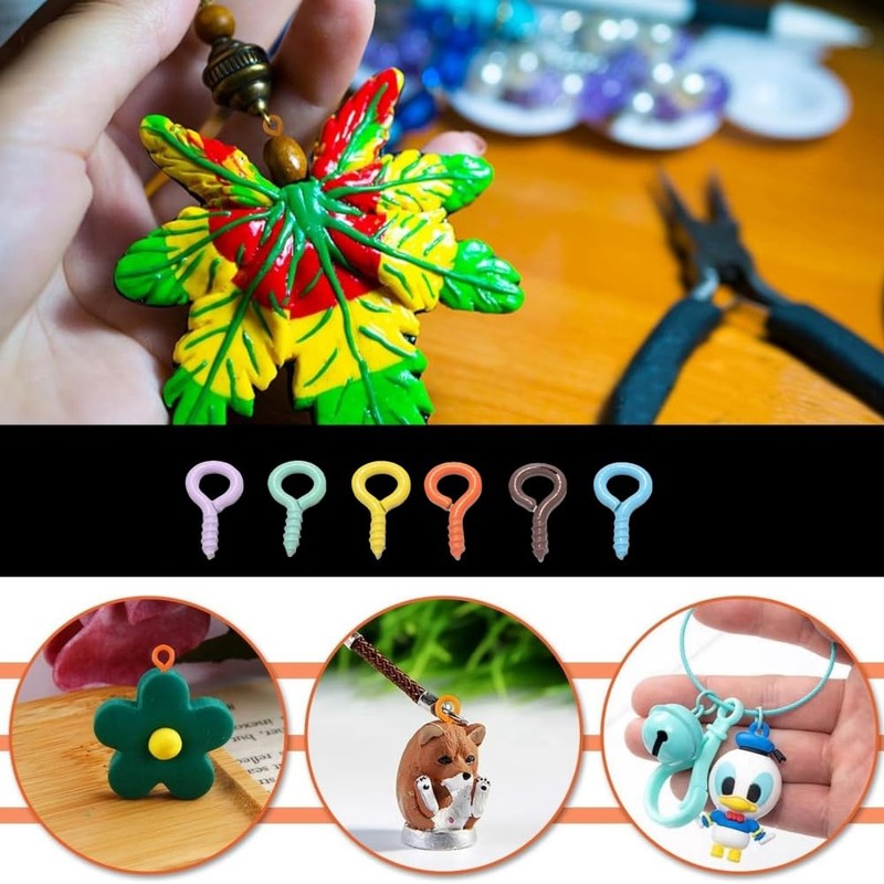 Zopseet 300 Pcs Colorful Mini Screw Eye Pins Kit Small