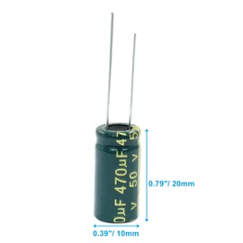 Hordion 20PCS 50V 470UF Electrolytic Capacitor, 0.39x0.79in High Frequency Aluminum Electrolytic Capacitors for TV LCD Monitor Game DIY Projects