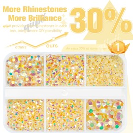 qiipii Champagne AB Resin Rhinestones for Crafting 2mm-6mm Flatback Jelly Stones Gems Crystals Diamonds Charms for Nails Face Eyes Makeup Tumblers Bottles DIY Crafts Clothes Shoes Phones Scrapbook Car