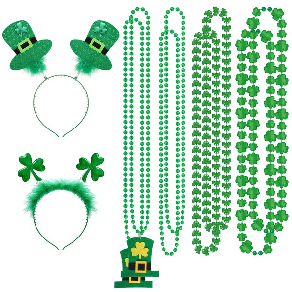SUMERSHA 10pcs St. Patrick's Day Party Favors Set Shamrock Headbands