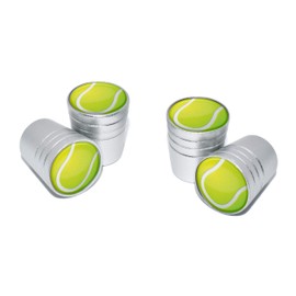 Elektroplate Tennis Ball Matte Chrome Aluminum Tire Valve Stem Caps | Universal Fit for Cars, Bikes, Trucks, RVs, Motorcycles, Trailers (Pack of 4)