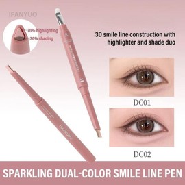 투톤 페이스트 라잉 브라이트 아이 핑크 누드 메이크업 라이너 섀도우 언더 실크웜 펜슬 Two-Tone Paste Lying Bright Eye Pink Nude Makeup Liner Shadow Under Silk Warm Pencil [02 White Pink Brown]