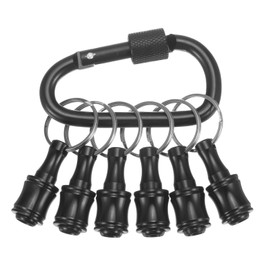 Bahagia Bit Holder Keychain 6pcs - 1/4 inch Hex Shank BIt Holders - Quick Release Design for Nut Driver, Screwdriver & Drill Bits - Aluminum Alloy, Black - Include Keychain Carabiner - Gift for Men