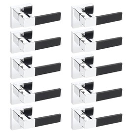 Gobrico Soft Matte Black Silicone Door Handle Half Dummy Heavy Duty Polished Chrome Reversible Square Door Lever for French or Pantry Doors Non-Functional Single Dummy Door Knobs 10 Pack