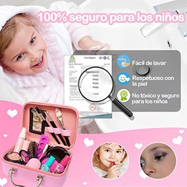 Maquillaje para Niñas-27 pcs, Kit de Maquillaje de Simulación No Tóxico, Set de Maquillaje para Niñas, Juego de Cosméticos de Juguete, Regalos para Ni