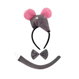 Damaiyyy Ohren Stirnband Set,Plüsch Maus Ohren Haarband 3pcs Ohren Schwanz Fliege Tier Kleid Set,Tierohren Schwanz und Fliege Set für Jungen und Mädchen,Cosplay,Geburtstagsparty,Karneval,Weihnachten