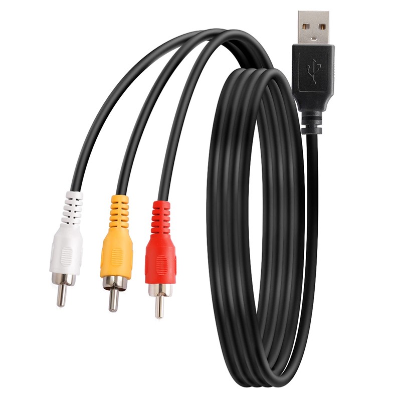 BERANMEY USB to 3RCA Cable, 1.5m/5ft USB Male to 3