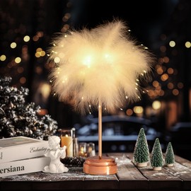 BDUSXYZ White Feather Lamp - LED Atmosphere Feather Night Lights Bedside Lamps for Mother, Girlfriend Home Girl Room Wedding Decoration
