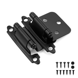 knobelite 20 Pack (10 Pair) 1/2" Overlay (Variable) Cabinet Hinges, Self-Closing Semi-Concealed Face Mount,Black Decorative Hardware Bath & Kitche Hinges