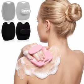 Cepillo de Silicona para Cuerpo 4 Pcs, Cepillo Corporal para Masaje Limpiador y Exfoliante, Cepillo Exfoliante Corporal Cerdas Suaves para Limpiar y M
