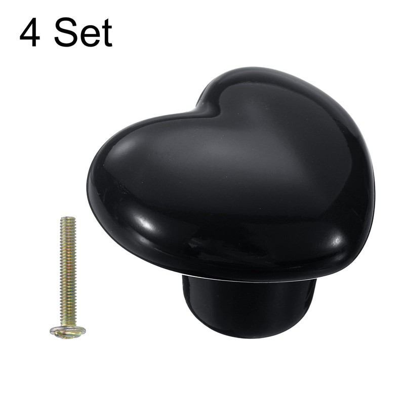 sourcing map 4 Packs Ceramic Drawer Knobs, Heart-Shaped Dresser Pulls,