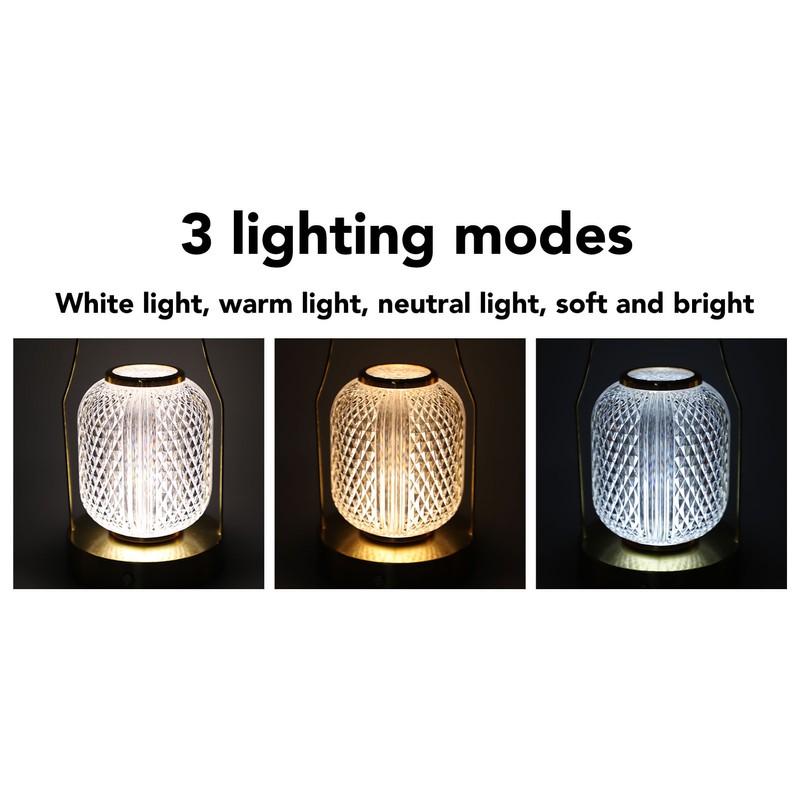 Cordless Rechargeable Lantern LED Table Lamp 3600mAh Battery Operated Stepless