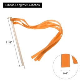 MECCANIXITY 20Pcs Wedding Ribbon Sticks Party Ribbon Streamers Sticks for Wedding Party Celebration Orange