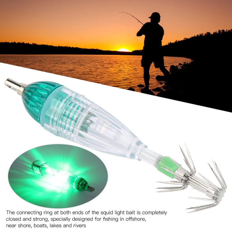 Fishing Hook with Squid Bait Squid Bait LED Underwater Light,