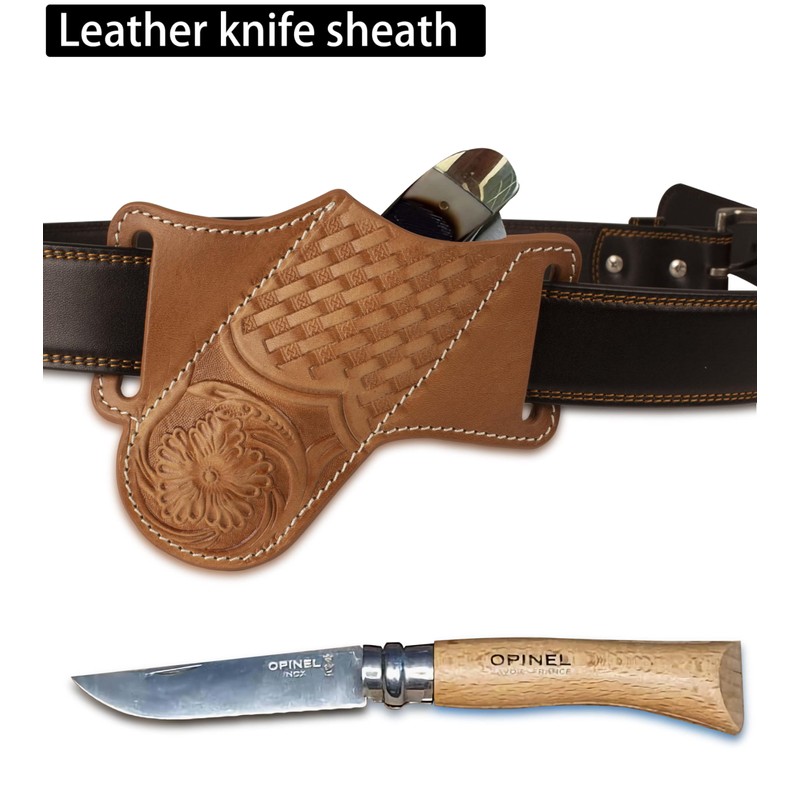 Knife Sheath, Leather Knife Sheath for Belt, Pocket Knife Holster