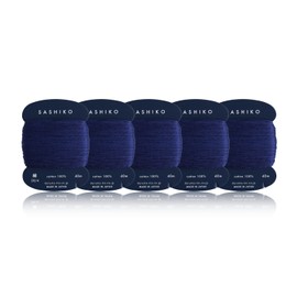 Daruma Sashiko Thread 100% Cotton Card Type (43.7 yd) x 5pcs with English Manual, Sewing & Embroidery Value Set (Navy Blue), 01-2400-2015