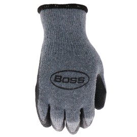 Boss Men's Textured Latex Coated Work Gloves, Water Resistant, 13 Gauge Polyester Shell, Gray/Black, Large, (B32041-L)