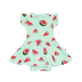 KYTE BABY Rayon Made from Bamboo Twirl Bodysuit Dress, (6-12 Months, Watermelon)