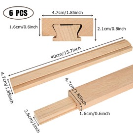 6 Pcs 15.7 Inch Wooden Drawer Slides Bottom Mount, Classic Traditional Wood Center Guide Track with Slide Glides, Replacement Inforcement Part for Drawer