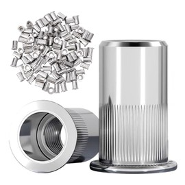 Wjelet Set of 100 Rivet Nuts M8 Stainless Steel Set Threaded Rivets Blind Rivet Nuts Sleeve Nuts for Metal, Plastic, Alloy Flat Head and Countersunk Head