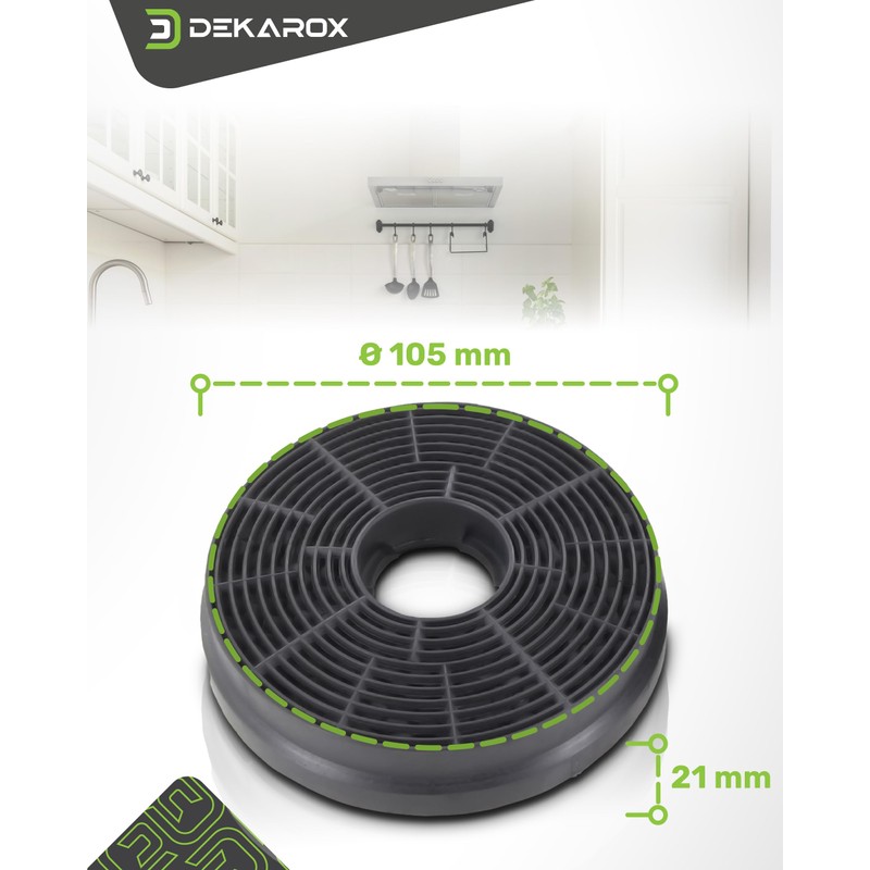DEKAROX 2 x Activated Carbon Filter 105 mm Diameter for