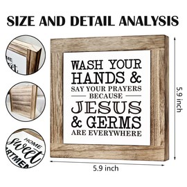 Bathroom Decor, Christian Bathroom Sign, Wash Your Hands and Say Your Prayers Because Jesus and Germs are Everywhere, Wooden Box Signs for Home Decor, Bathroom Decor Tabletop, Bathroom Box Sign B6-103