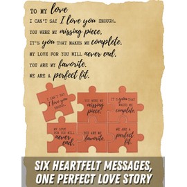 Valentine Gifts Coasters, Set of 6 Romantic Puzzle Piece Coasters, Unique Couples Gift for Him/Her, Perfect for Anniversary, Wedding, Valentine's Day, Engagement & Everyday Romantic Surprises