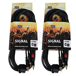 Power Dynamics 2x PD Connex 3.5mm Male Jack To 2x RCA Phono Male Cables 6m