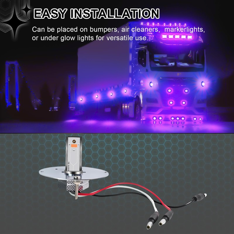 Wodvyss 2Pcs Glass Watermelon Lights, Purple LED Side Marker Turn