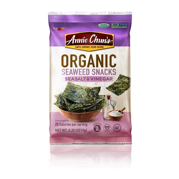 Annie Chun's botanas de algas marinas orgánicas, 0.35 onzas (Paquete de 12), America's #1 Vender aperitivos de algas marinas