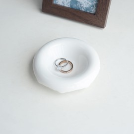 Ardax White Donut Shape Ring Dish Jewelry Tray Organizer, Ceramic Accent Tray for Vanity, Small Decorative Trinket Dish