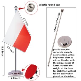 Poland Polish Desk Table Flag, Small Mini Poland Polish Desktop Flag,Miniature International World Country,Festival Events Celebration,Office decoration