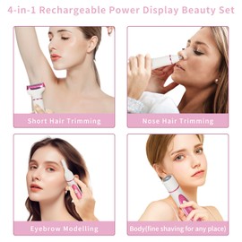 Beanify Electric Razors LED Display for Women Men, 2025 Wet/Dry Lady Shaver,4 in 1 Cordless Hair Remover with IPX7 Waterproof,Smooth & Silky Portable Bikini Electric Grooming Set (Multicolor)