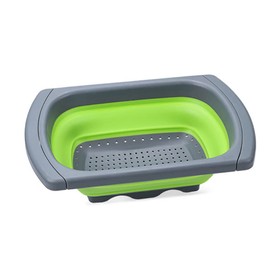 Alnicov Silicone Collapsible Colander,Colander Strainer Over The Sink Vegetable/Fruit Colanders Strainers with Extendable Handles for Pasta Vegetables Fruits Green