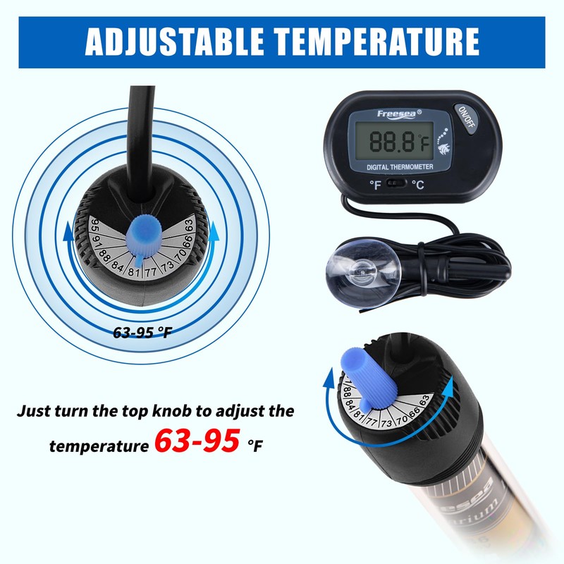 FREESEA 100 Watt Aquarium Fish Tank Heater with Aquarium Submersible