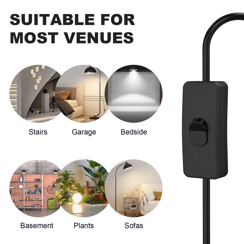 2-Pack 6FT Lamp Power Cord with On/Off Switch and Wall