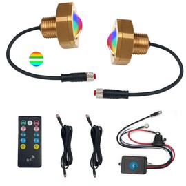 NBWDY 2Pcs Boat Drain Plug Light,RGBW IP68 Underwater Boat Lights with APP Remote Control,Replaces Standard 1/2" NPT Drain Plug for Cruising, Fishing & Fun,Smart Cooling System,No Holes to Drill!