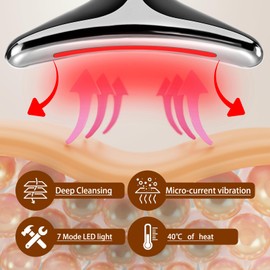 VGY 7 Colors Face Massager Tool for Skin Care, Multi-Function Electric Facial Massager Tool for Wrinkles, Double Chin (Black)